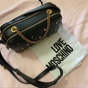 Love Moschino Quilt Crossbody Multi Closure PU Leather Bag